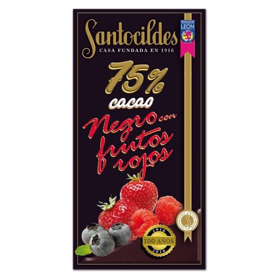 Chocolate Negro 75% Cacao con Frutos Rojos Santocildes