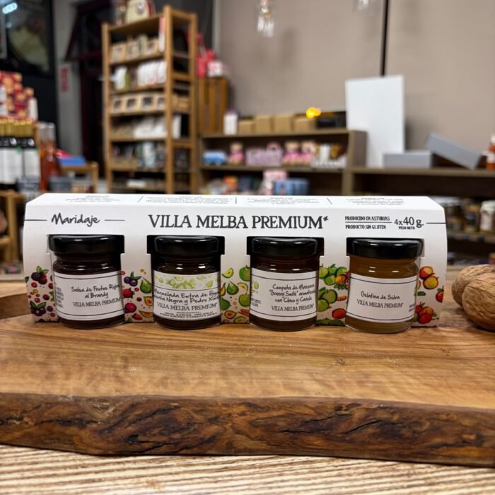 Estuche Maridaje Premium Villa Melba con cuatro tarros de 40 g para quesos