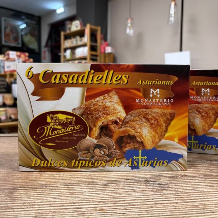 Caja de 6 casadiellas asturianas Monasterio de Cornellana, dulce típico de Asturias